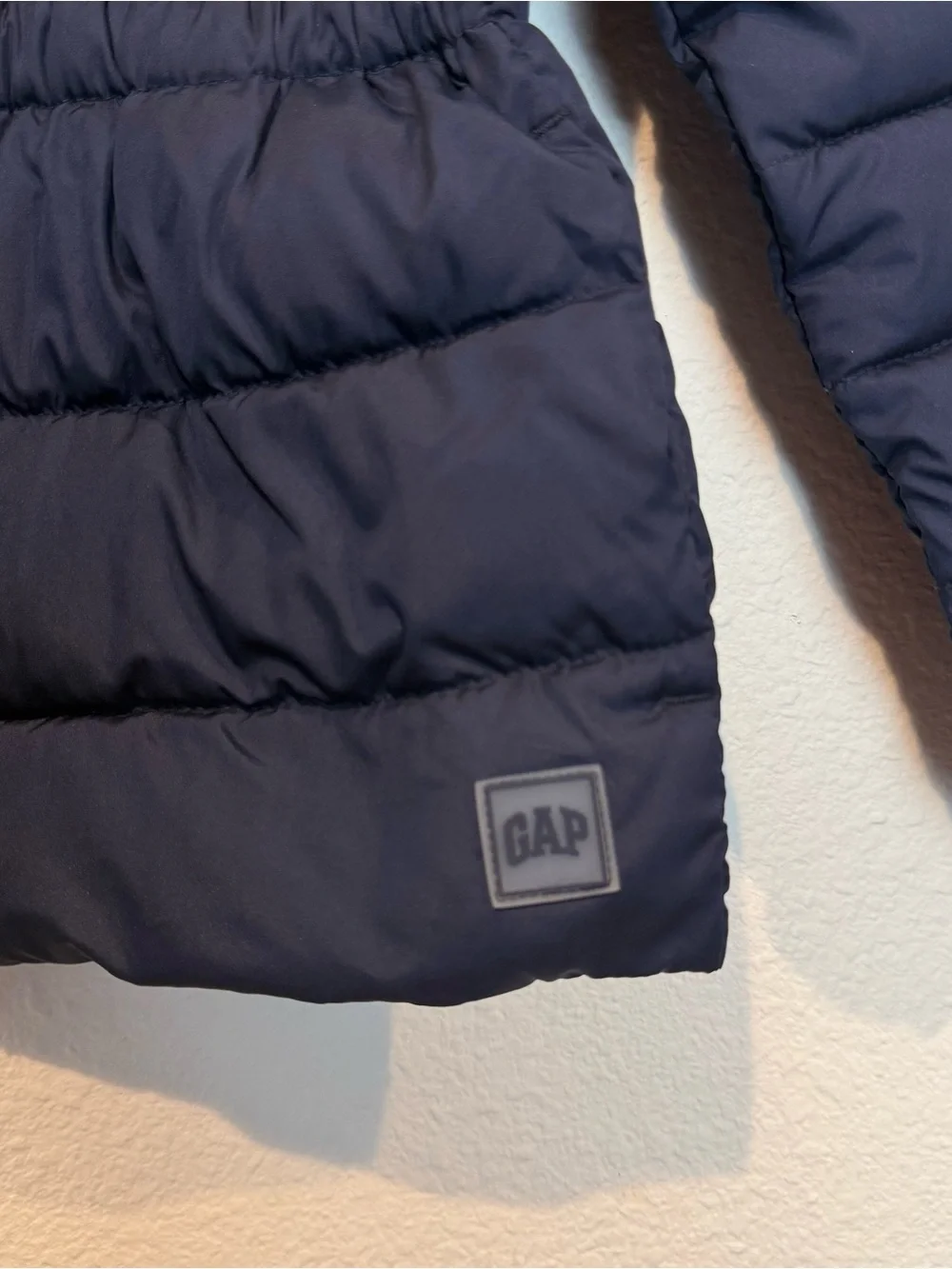 Gap Kids Girls Puffer Zipper Cold Weather Jacket Rainbow Stripes Navy Size M